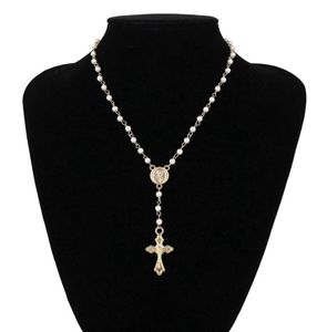Collo de Rosário Católico Mulheres Mulheres Declaração Religiosa Jóias Gold Lin Chain Chainista Colar Cara Vintage5080330