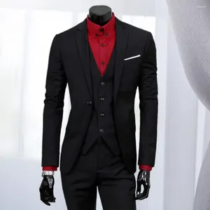 Ternos masculinos 3 PCs/Set Fabulous Suit Separa Cardigan Business Pure Color Button Slim Fit