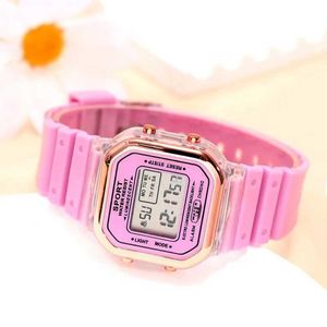 Wristwatches New Fashion Digital Student Transparent Electronic Candy Multicolor LED Women Men Sports Waterproof es Clock Gift d240430