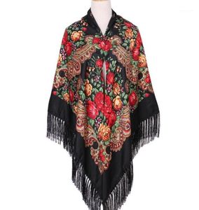 Sciarpe 160160 cm Donne russa Scarf Square Scialle di scialle di Scialline Scialli National Fringad Floral Pattern Fload Wraps11616540