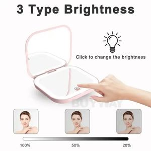 Yeni 2024 Küçük Vanity Masa Aynası Katlanır LED Işıklar Taşınabilir ve Pratik İmtiyazlı Katlanır Makyaj Aynası Makyaj Vanity Ayna