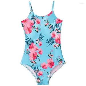 Женские купальники 2024 Gilr Swimsuit Blue Red Flower Girl Swim Wear Летняя детская одежда Высококачественная ребенок 4-12Y