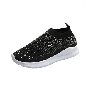 Fitnessschuhe vulkanisierte Frau Sneaker Frauen gestrickt Damen Slip-on Socken funkelnde Kristall Zapatillas Mujer Freizeitschuh