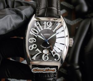 Neue High -Version Casablanca 8880 C dt Schwarzes Datum Dummkopf Silberstahl Hülle Herren Uhr Automatisches mechanisches Lederband Luxry Design3416624