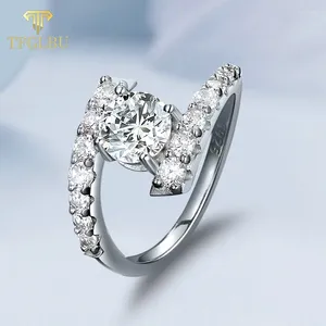 Cluster Rings TFGLBU 1CT Genuine Moissanite 925 Sterling Sliver Ring For Women D Vvs1 Imitation Diamond Band Dating Gift Trendy Luxury