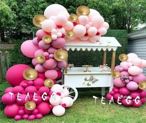 150pcs Metallic Gold Balloon Garland Arch Zestaw na urodziny Baby Shower Wesela Dekoracja imprezowa Retro Różowe balony tło T2002700814