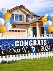 Party Decoration 1pc 200cm/300cm Graduation Congrats Class Of Banners GRAD Po Backdrop Prom 2024 Decorations Classroom Decora