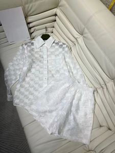 Summer women's shirt designer shirt fashion embroidery long sleeved shirt shorts button cardigan jacket solid color set minimalist jacket
