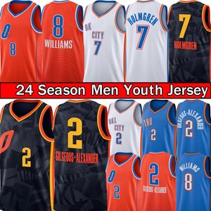 OKC Shai Gilgeous-Alexande كرة السلة قمصان Chet Holmgren Oklahomas City Thunders Jersey Jalen Williams 20223-24 City Mens Youth Kids Shirt