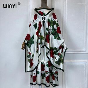 Roupas étnicas Vestido de noite elegante da moda de verão Winyi Abaya Kaftan de luxo de luxo de luxo com lenço com lenço dois PCs