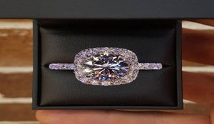 Moissanite Diamonds Ring In 14k White Gold 1ct Round Cut Diamond Bridal Promise Jewelry Simple Design Square Wedding Anniversary2245618
