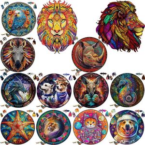 A3 A4 A5 Tamanho Lion Lion Wooden Animal Puzzle Games Família Presentes de aniversário Puzzles interessantes Jigsaw para adultos crianças 240428