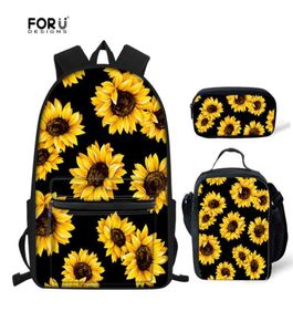 Forudesigns Kids School Bags Chirud Book Bags Teen Girls Boys Laptop Floral Set BackPack SchoolBagsひまわりmochila1030012