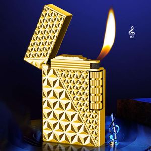 Steel Voice Lighter Metal Without Gas Lighter Side Slide Diamond Patte Gold Sier Men's Lighter