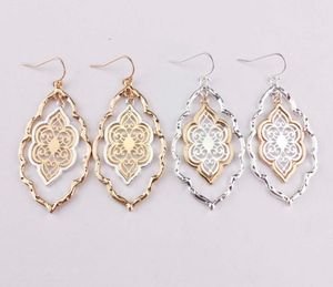 Trendy Cut Out Morocco Dangle Chandelier Filigree Two Tone Frame Statement Drop Earrings for Women Earrings7337297