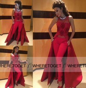 2019 Myriam Fares Vestidos de noite de pescoço sem mangas Appliques Novo designer Festal Party Prom Vals with Pant Charming5442479