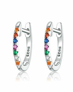 Fashion European 925 Sterling Silver Colorful Zircon Hoop örhängen Huggie för kvinnor som säljer58957631232786