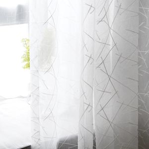 Lismvit randig tyllgardin för vardagsrum sovrum modern linne voile ren fönster gardiner gardiner för kök persienner 240429