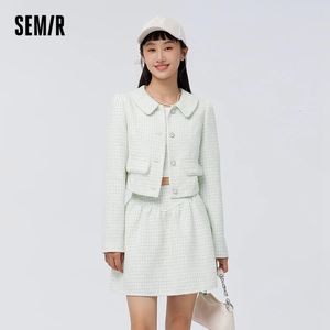 Semir Suit Women Short Coat Elegant A-Line kjol Spring Style Slim Fiting Two-Piece Set liten doft 240425