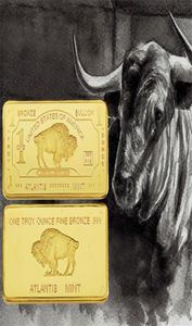 American Bison Pomaganizacyjny Goldplated Square Commorative Coin Collection Craft Gift5695659