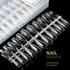 False Nail Tips 240pcsbox Matte Coffin Almond Full Cover Press On Nails Quick Building Tips French for Extension Manicure Tools 240430