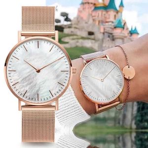 Zegarstki 2023 Luksusowa marka Rose Gold Shell Dial Women Damskie Bransoletka Kwarcowa Kwarcowa dla kobiet Zegar siatkowy RelOJ Mujer D240430