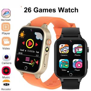 Armbanduhr Kinder intelligente ES für Mädchen Jungen mit 26 Spielen Touchscreenkamera Schrittzähler Video MP3 Alarm Kinder digitales Geburtstagsgeschenk D240430