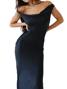 Casual Dresses Women rygglös satin maxi klänning elegant ärmlös bodycon lång fest cocktail bröllop gäst