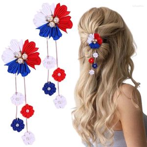 Haarzubehör Ncmama 2pcs/Set niedliche Perle Blumenclip für Frauen Mädchen handgefertigtes Quasten -Anhänger Haarnadel 4. Juli Kopfbedeckung