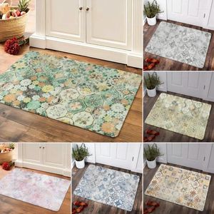 Mattor Floral Boho Golv Door Mat Mat Non Slip Badrum Köksområde Matta Heminredning Tvättbar tvättstuga Entré Dörrat Dörrat Dörror