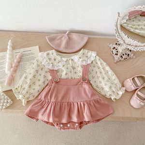 Set di abbigliamento per bambine primaverili camicia floreale e tuta rosa tute nata per bambini