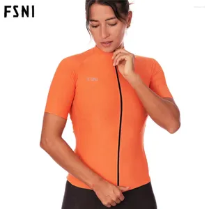 Racingjackor FSNI 2024 Cycling Jersey Women Bike Mountain Road Mtb Top Female Bicycle Shirt Kort ärmkläder Summer Blus Orange Orange