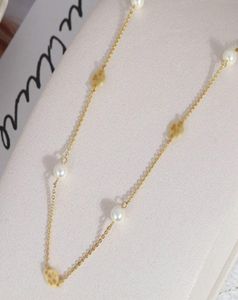 Популярное высочайшее качество Proale 18k Golded Flowers Pearl Strands Strings Strings Brand Brand Chian Gift6040277