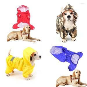 Dog Apparel 5 Sizes Waterproof Pet Jumpsuit Raincoat Reflective Hooded Puppy Rain Coat Outdoor Clothes Jacket For Small Supplies