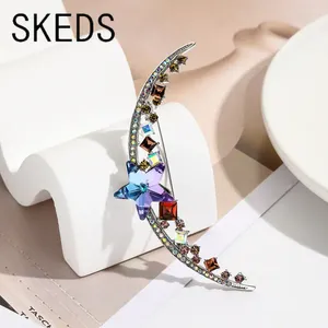 Spille Skeds Arrivo Women Creative Moon Star Shiny Cyrstal Pins squisito Luxury Rhinestone Distinici gioielli per donna