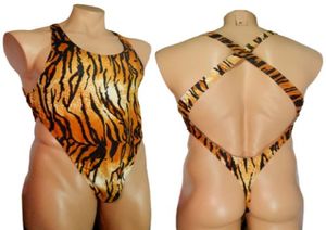 G7284 Mens tardio da tanga do corpo de natação Tecido de natação elástica x alto x zagueiro tigre tiger Animal Prints3281255
