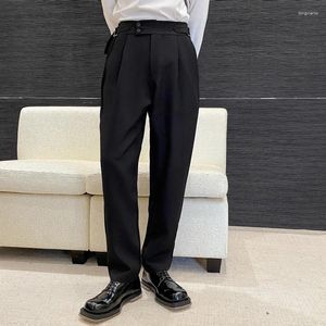 Men's Suits SYUHGFA Suit Pants 2024 Spring Summer Korean Style Simple Solid Color Casual Straight Leg Trousers Zipper Loose