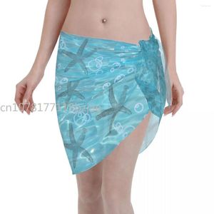 Starfish In Ocean Short Sarongs Swimsuit Coverups Women Sheer Skirt Bikini Cover Up