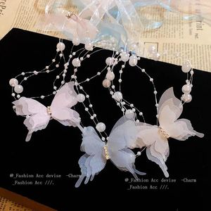ペンダントネックレス蝶の真珠のリボンチャームネックレス女性のジュエリーギフト