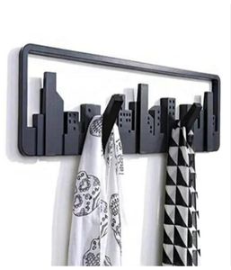 Design do horizonte Design Decorativo Multi Wall Monted Hook com 5 ganchos de flipdown Decor de decoração de parede Roupas para armazenamento Chave Bag Umbrella Y22093061