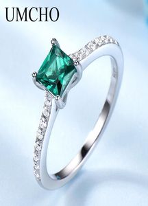 Umcho Yeşil Zümrüt Taş Yüzükleri Kadınlar İçin Gerçek 925 Gümüş Moda Doğum Taşı Ring Romantik Hediye Güzel Takılar 204123637