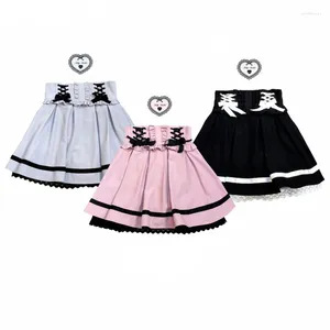 Skirts Japanese Gothic Y2k Lolita Skirt Women Elegant Sweet Lace Ruffles Ribbon Bandage Mini Girls Sexy Cute Punk Party