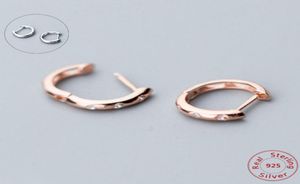 925 Sterling Silver Simple Cubic Zirconia Small Hoop Earring for Women Top Quality 925 Silver Jewelry Rose Gold3789415