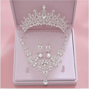 Klipsy do włosów kryształ kryształ biżuterii ślubnej zestawy biżuterii ślubnej Kobiet panny młodej korony kolczyki