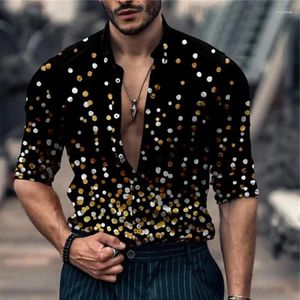 Men's Casual Shirts 2024 Leopard Suit Lapel Button Fashion Outdoor Street Long Sleeve Dress Tops European Size