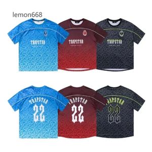 Herr t-shirts Trapstar Mesh Football Jersey Blue Black Red Men Sportwear T-shirt Designer Fashion Clothing 435444