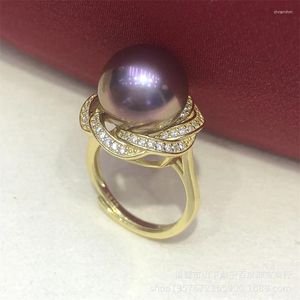 Cluster Rings HUGE 11-10MM ROUND AKOYA WHITE Black Gold Purple Pearl Ring S925 Sterling Silver Adjustable Size Gift Box