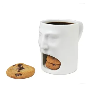 Tazze che mangiano tazza di torta faccia tazza a forma di faccia da caffè in ceramica cookie applausi cartone animato