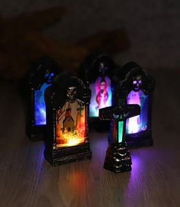 Halloween LED Tombstone Light Light Glowing Decoration Horror Happy Party Home Garden Decor Simulation Retro Laptestone Lamp5201694