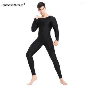 Bühne tragen sexy glänzende satin enge Männer Jumpsuit Langarm PLUS -Size Yoga Sportswear Body Suits für Frauen Strampler